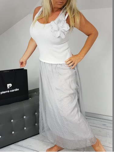 SUKIENKA MAXI JEDWAB GRAY