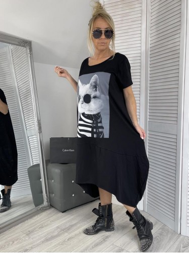 SUKIENKA OVERSIZE CAT BLACK