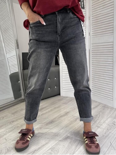 SPODNIE JEANS MOM FIT GRAFIT