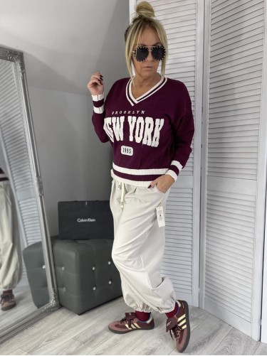 SWETER NEW YORK BURGUND