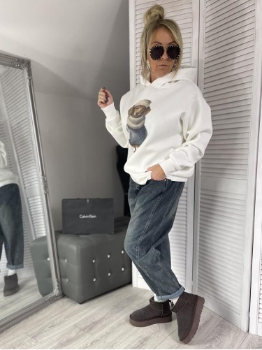 BLUZA OCIEPLANA KAPTUR DOG ŚMIETANA