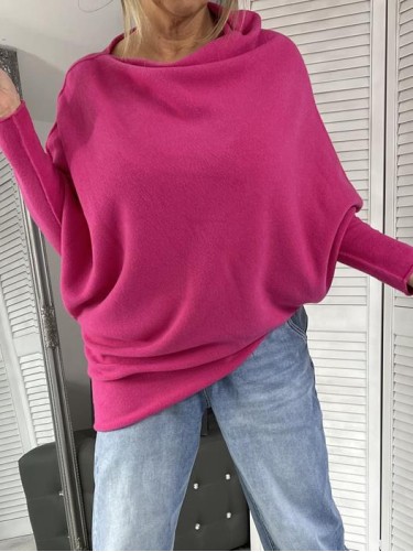 SWETER ITALY ASYMETRIC FUKSJA