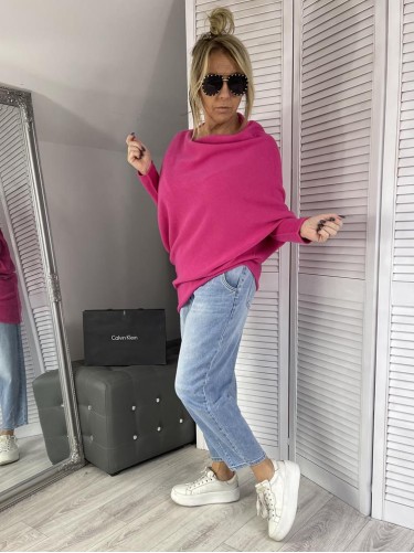 SWETER ITALY ASYMETRIC FUKSJA