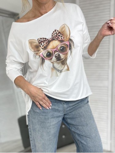 BLUZKA LASER DOG WHITE