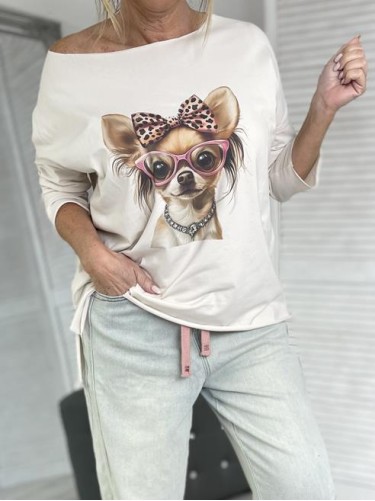 BLUZKA LASER DOG BEIGE