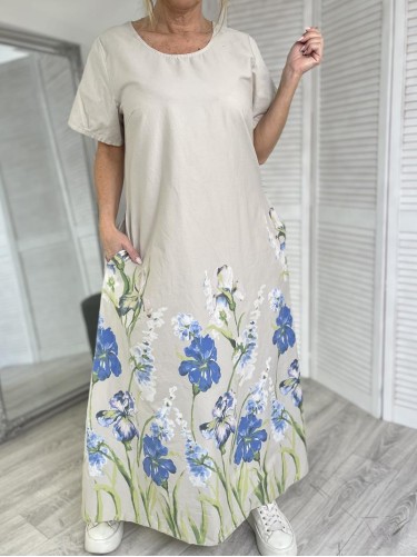 SUKIENKA ITALY MAXI FLOVER BEIGE