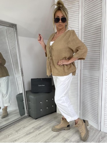 BLUZKA/NARZUTKA LINEN CAMEL