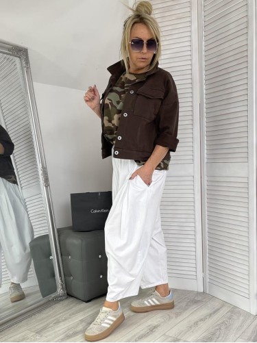 SPODNIE ITALY PUMPY WHITE