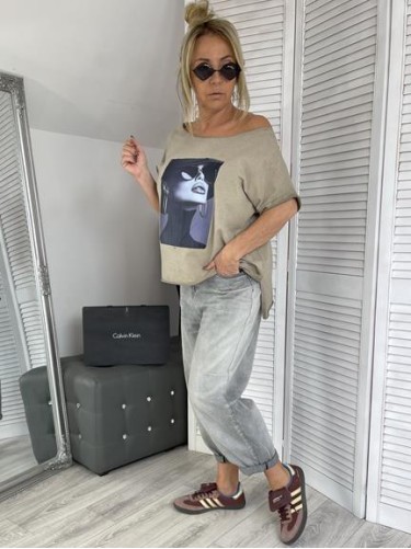 BLUZKA STYL DEKATYZ CIEMNY BEIGE