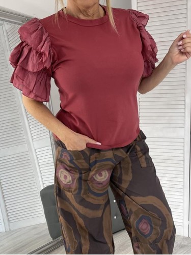 BLUZKA FALBANKI MIHOS WIŚNIA