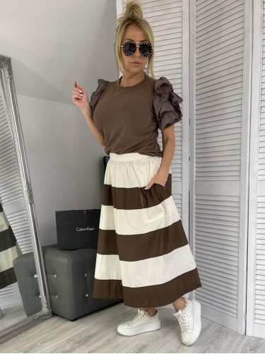 SPÓDNICA MIHOS PASKI BRONZE&EKRU