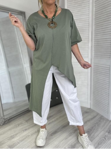 BLUZKA ITALY ASYMETRIC KHAKI
