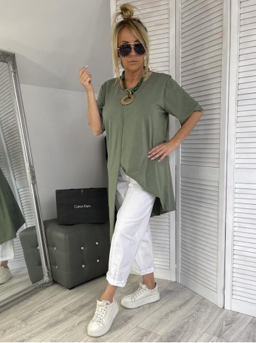 BLUZKA ITALY ASYMETRIC KHAKI
