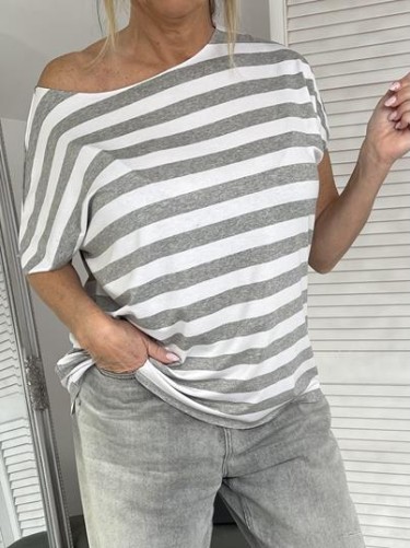BLUZKA ITALY AZARA PASKI GREY&WHITE