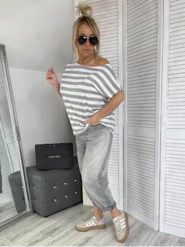 BLUZKA ITALY AZARA PASKI GREY&WHITE