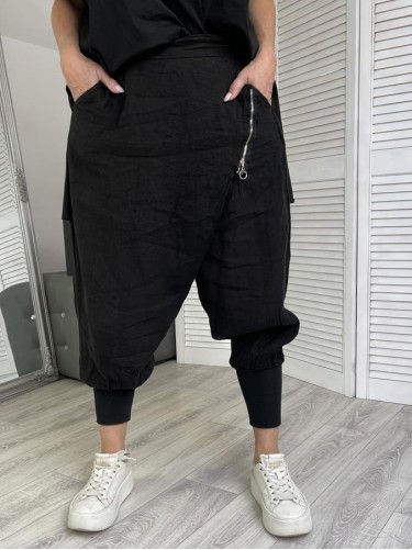 SPODNIE LEN STELLA MILANI BLACK