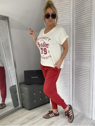 BLUZKA UNIWERSITY RED&CREME