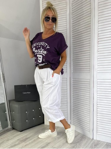 SPODNIE ITALY BELLA PASEK WHITE