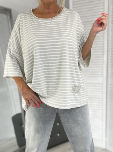 BLUZKA ITALY DEKATYZ PASKI BEIGE