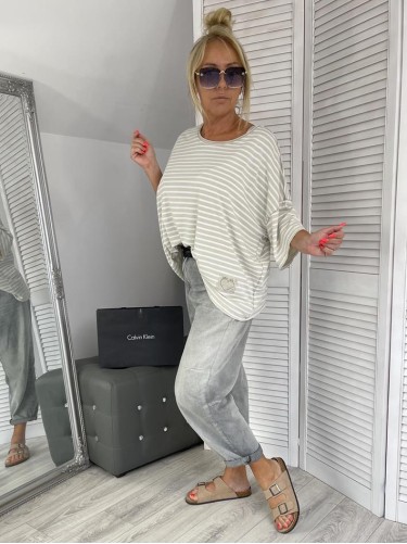 BLUZKA ITALY DEKATYZ PASKI BEIGE