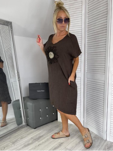 SUKIENKA LEN MARGARET GORZKA CZEKOLADA