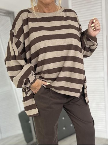 BLUZA AZZARA PASKI BRONZE&BEIGE+SIZE
