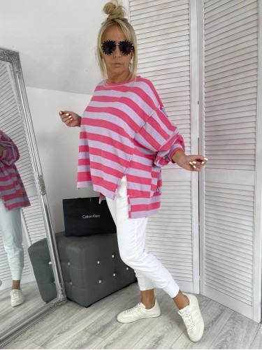 BLUZA AZZARA PASKI PINK&LILA+SIZE