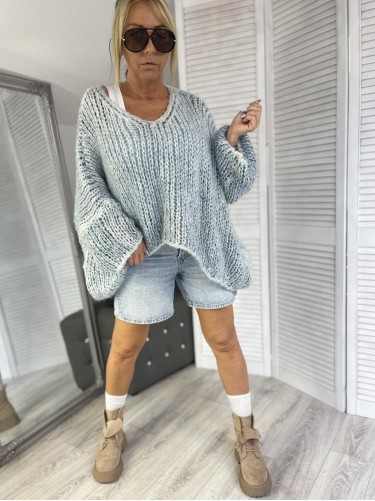 SWETER ITALY DEKATYZ BŁĘKIT