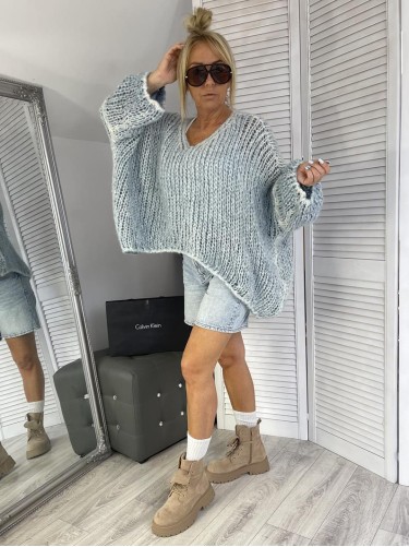 SWETER ITALY DEKATYZ BŁĘKIT