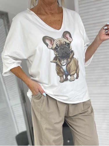 BLUZKA OVERSIZE BULDOG WHITE+SIZE