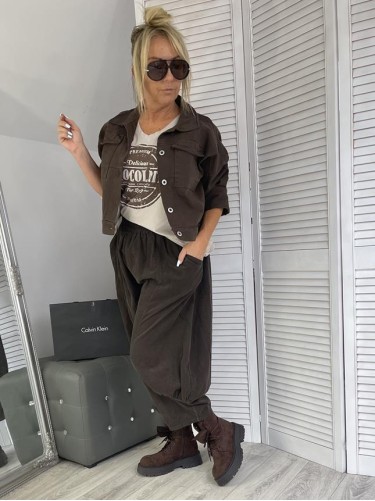 SPODNIE ITALY LILI SZTRUKS BRONZE