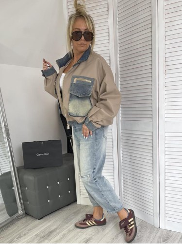 KURTKA EKO SKÓRA&JEANS BEIGE