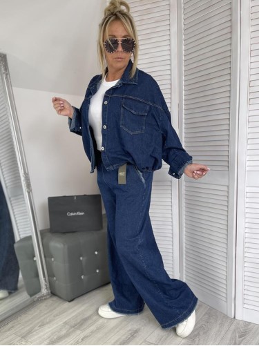 SPODNIE JEANS&PASEK NEST BLUE
