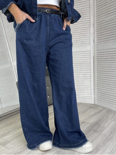 SPODNIE JEANS&PASEK NEST BLUE