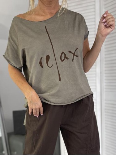 BLUZKA RELAX DEKATYZ CIEMNY BEIGE