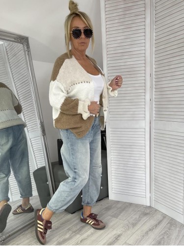 SWETER ROZPINANY MULTI BEIGE