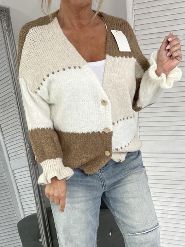 SWETER ROZPINANY MULTI BEIGE