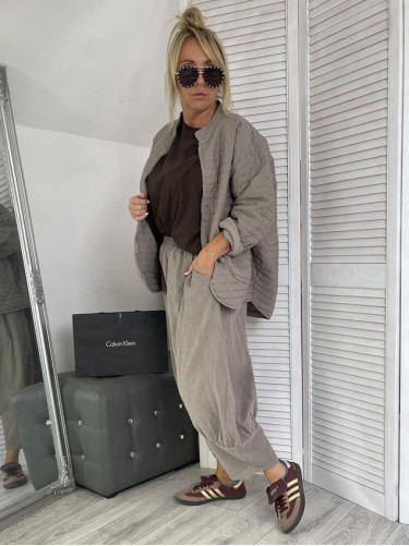 SPODNIE ITALY LILI SZTRUKS FANGO