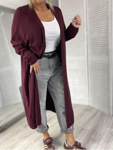 KARDIGAN SWETER CLASSIC WIŚNIA