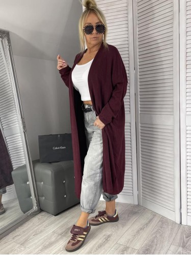 KARDIGAN SWETER CLASSIC WIŚNIA