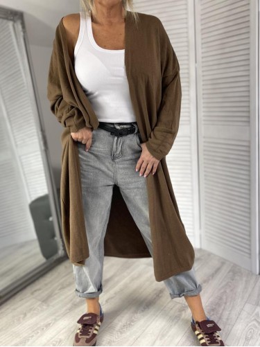 KARDIGAN SWETER CLASSIC CIEMNY CAMEL