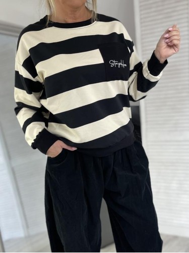 BLUZA ITALY PASY BLACK&EKRU