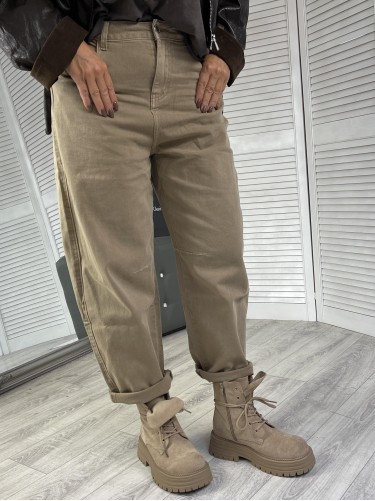SPODNIE JEANS BALOON MOCCA
