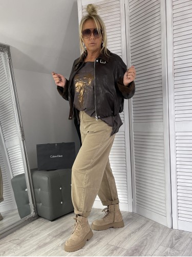 SPODNIE JEANS BALOON MOCCA