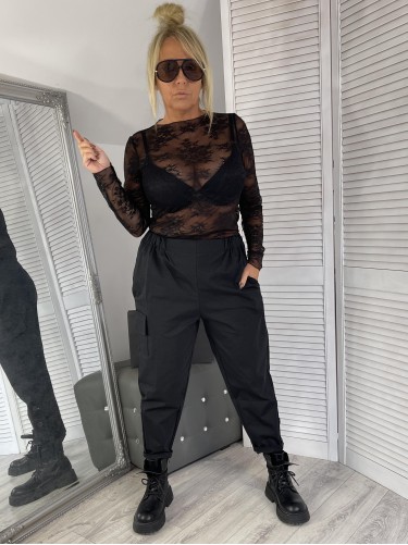 BLUZKA ITALY KORONKA BLACK