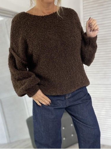 SWETER OVERSIZE BOUCLE BRONZE
