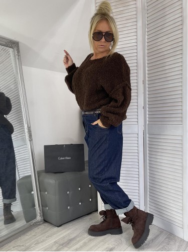 SWETER OVERSIZE BOUCLE BRONZE