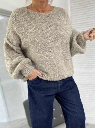 SWETER OVERSIZE BOUCLE BEIGE