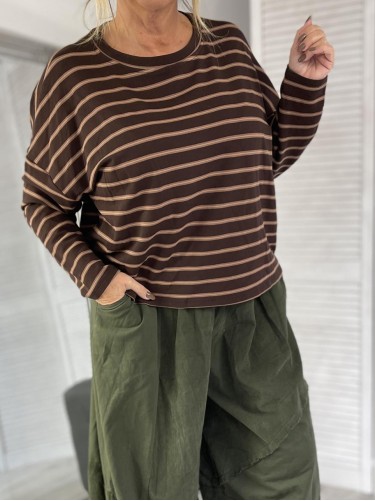 BLUZKA PASKI OVERSIZE BRONZE&BEIGE