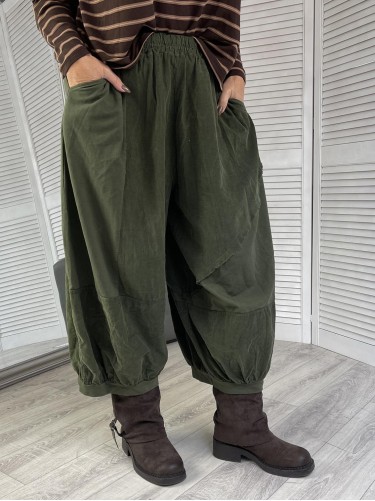 SPODNIE ITALY SZTRUKS GREEN